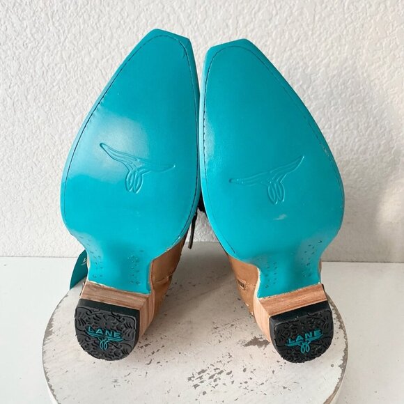 Lane WALK THE LINE Womens Brown Cowboy Bootie 10.5 Cowgirl Short Ankle Boots - Picture 8 of 11